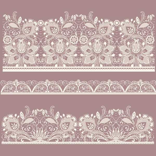 White and black seamless lace set