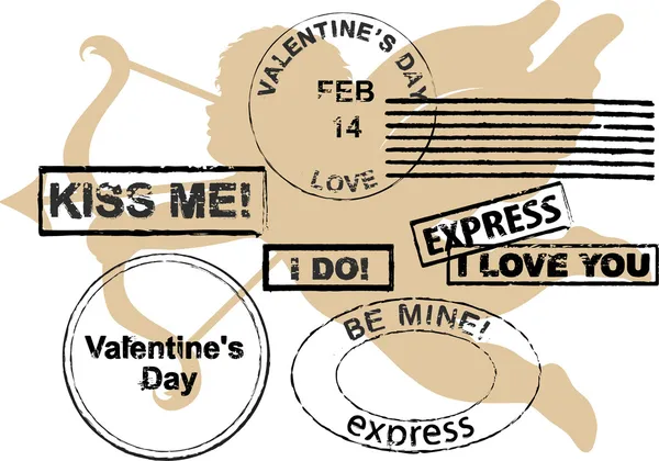 San Valentín sellos de goma Día — Archivo Imágenes Vectoriales