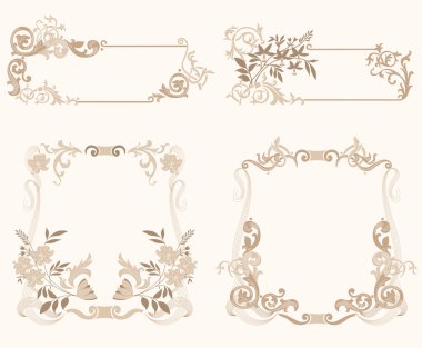 vintage çiçekli çerçeve kümesi.