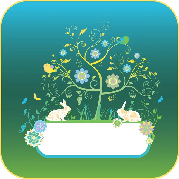 Frolal background with rabbits. — Stock Vector