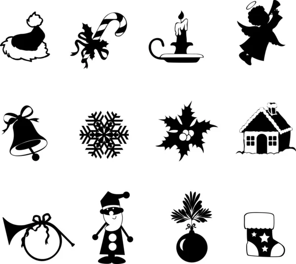 Vector set of Christmas and New-Year's silhouettes — Stock Vector