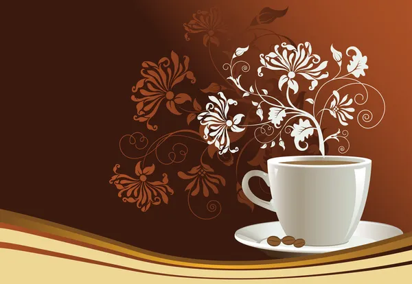 Soyut tasarım elementleri olan bir fincan kahve. — Stok Vektör
