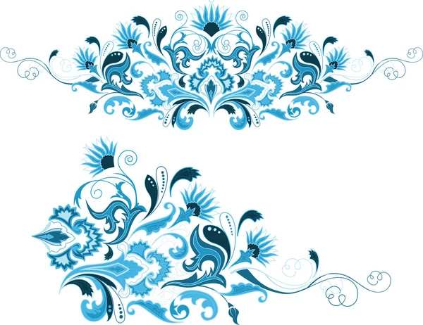 Conjunto de elementos florales de diseño abstracto — Vector de stock