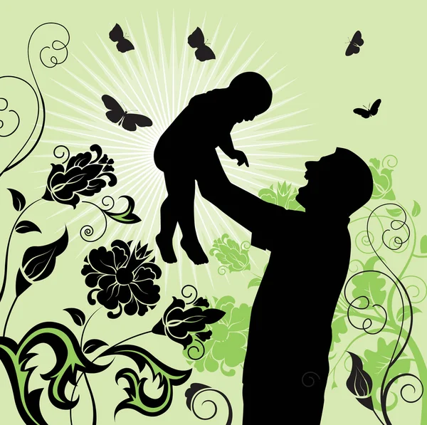 Temps de famille, fils et père — Image vectorielle