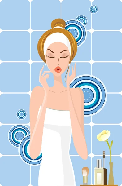 Mujer en baño — Vector de stock