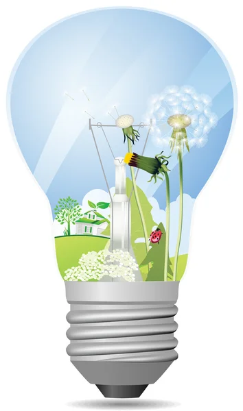 Green light bulb. — Stock Vector