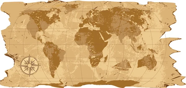 Eine grunge, rustikale Weltkarte — Stockvektor
