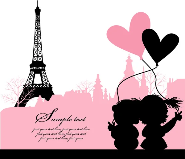 Paris, Frankreich, Vektor der Liebe — Stockvektor