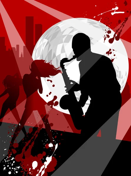 Vector Illustration on a musical theme, saxophone — Stock Vector