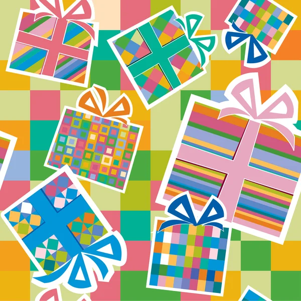 Wallpaper with gift boxes. — Stock Vector