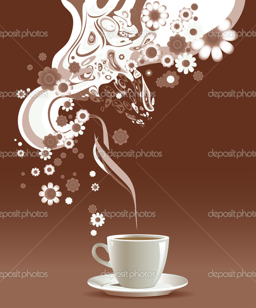 Coffee cup with floral pattern.
