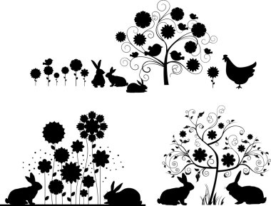 Paskalya siluetleri kümesi.