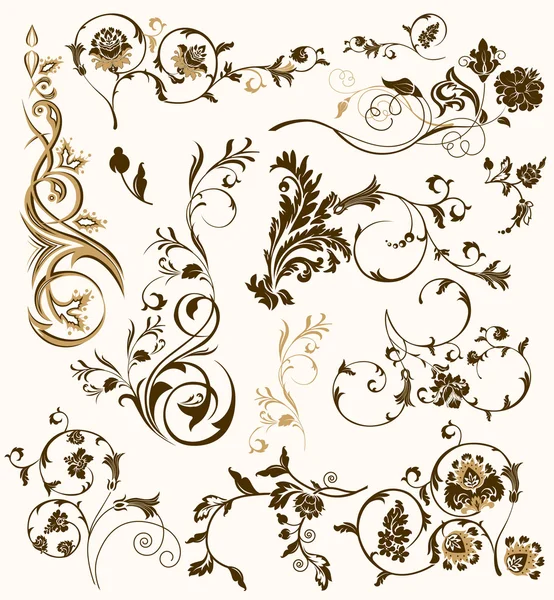 Ensemble d'éléments floraux design — Image vectorielle