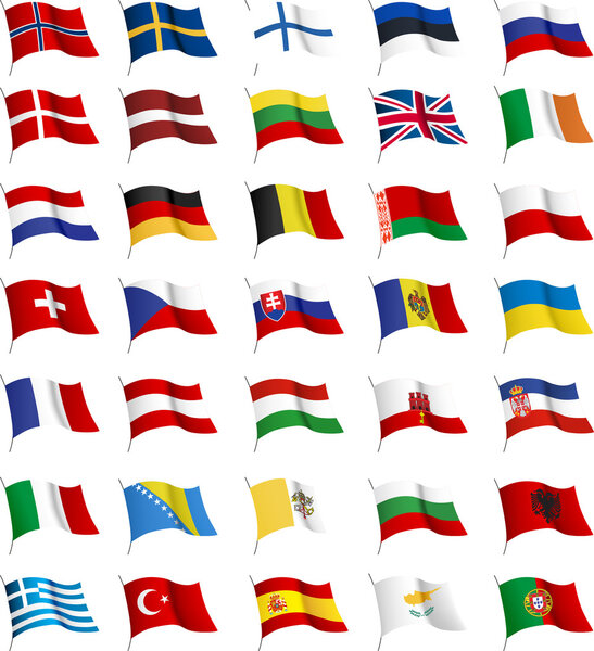All European flags.