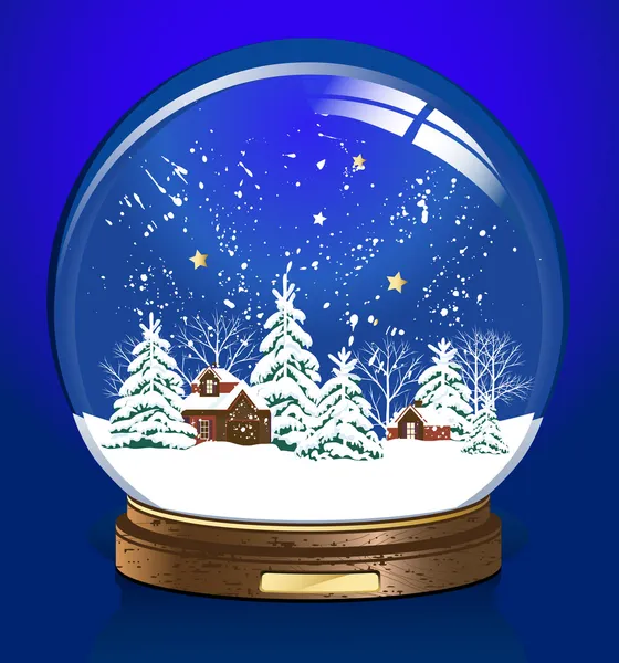 Blauwe sneeuwbolglobo di neve blu — Stockvector