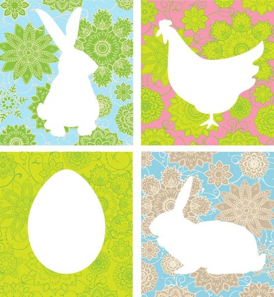 Easter with animals and egg — Stock Vector