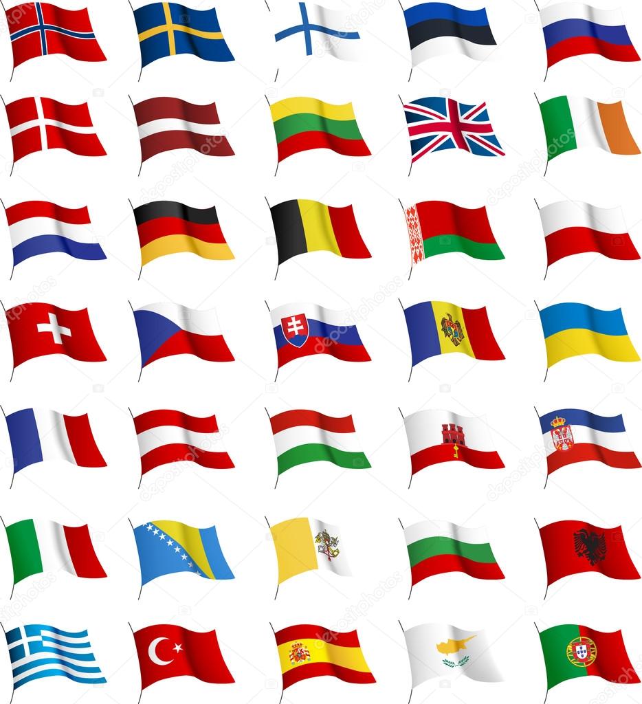 All European flags.