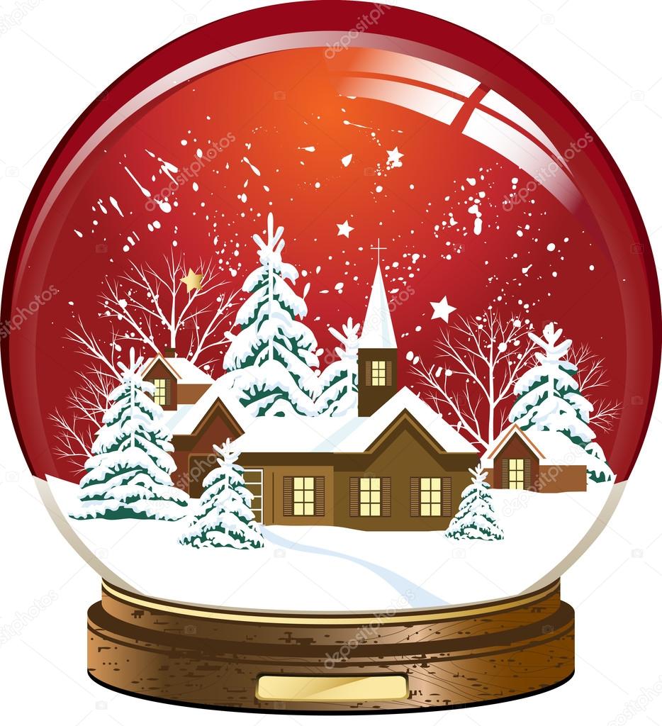 Snow globe with a town