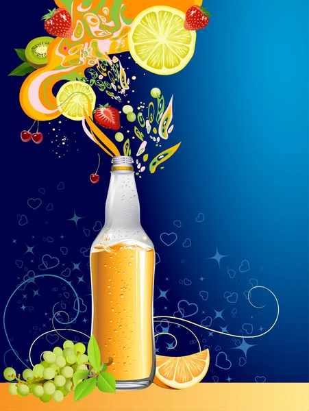 Juice and fruits. — Stock Vector