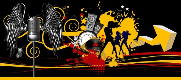 Music background. Dancing people. — Stock Vector