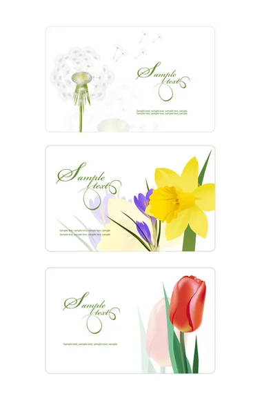 Κάρτες με ανοιξιάτικα λουλούδια. — Διανυσματικό Αρχείο