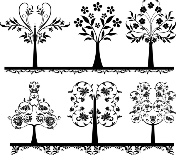 Conjunto de elementos florais de design abstrato . — Vetor de Stock