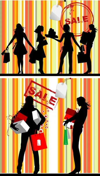 Shopping femmes — Image vectorielle