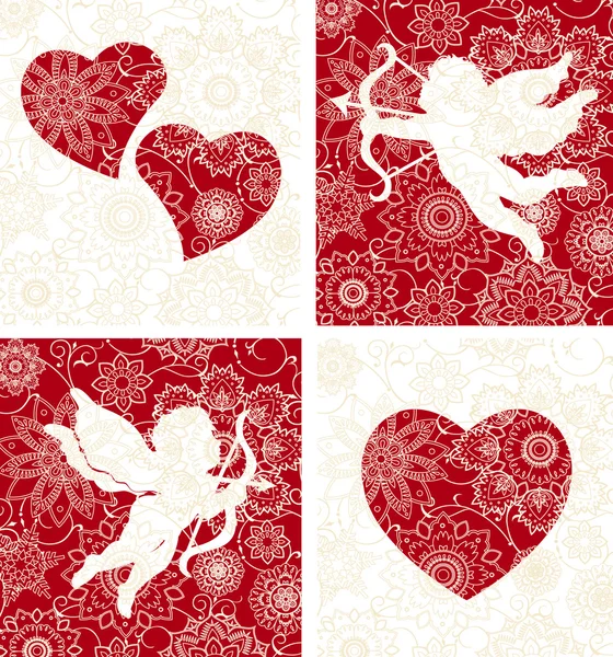 Fond floral avec Cupidon . — Image vectorielle