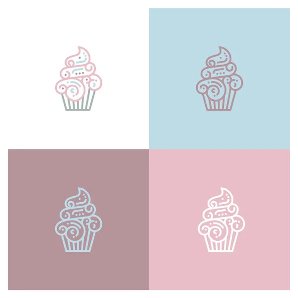 Cupcake Vector Logo Ontwerp Concept Geometrische Stijl — Stockvector