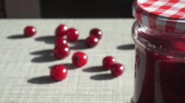 A Rotating Bowl With Red Fresh Ripe Cherries On The Background Of A White Brick Wall. High quality FullHD footage