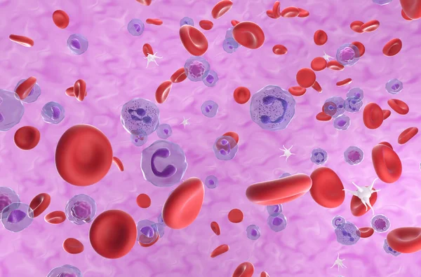 血小板等距视点的红血球和白血球 — 图库照片