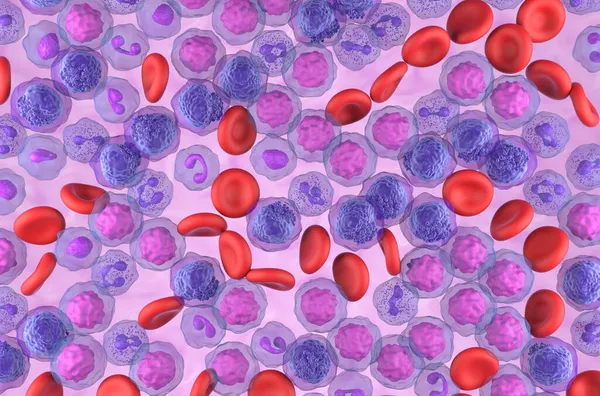 急性粒细胞白血病 Aml 细胞场 上图3D — 图库照片