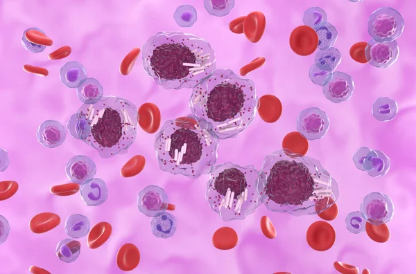 Chronic Lymphocytic Leukemia Cll Cells Cluster Blood Flow Isometric View — Stock fotografie