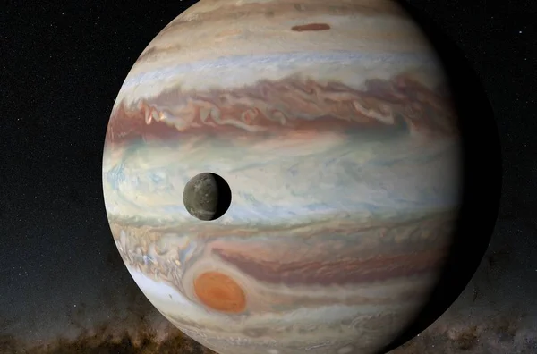 Ganymede Satellite Jupiter Planet Solar System Illustration Closeup View — 图库照片