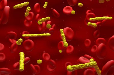 Kan akışında kolesterol kristalleri - izometrik görünüm 3d illüstrasyon