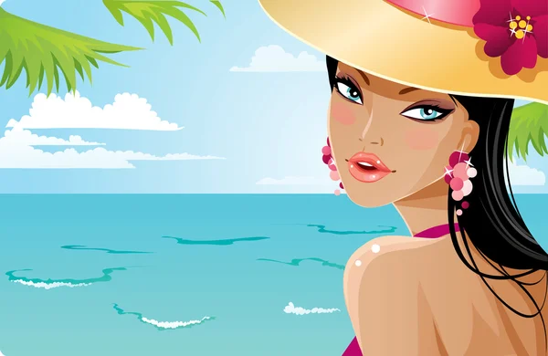 Chica de vacaciones — Vector de stock