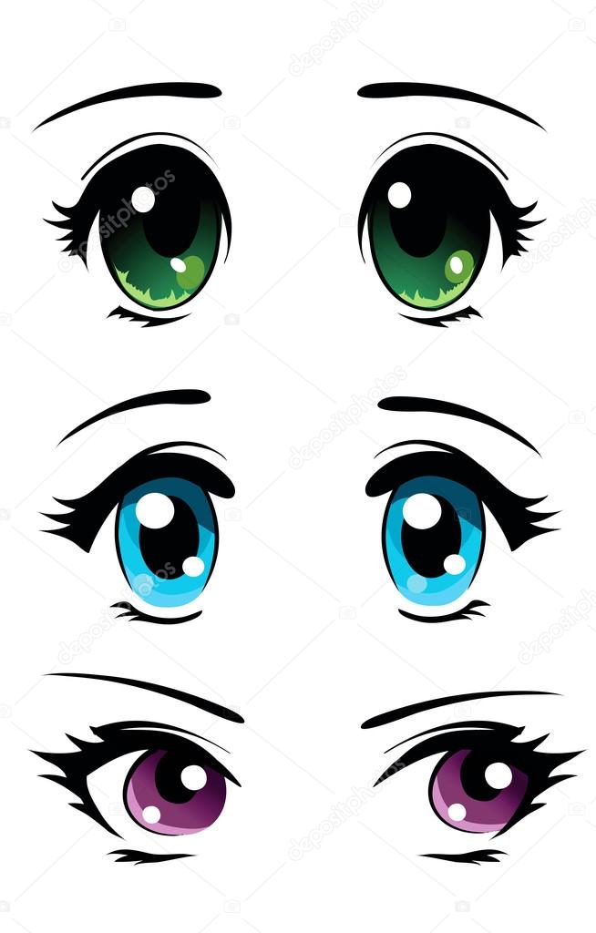 Ojos dibujos animados femenino imágenes de stock de arte vectorial |  Depositphotos