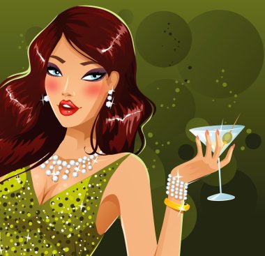 Beautiful sexy woman in green dress vector Beautiful sexy woman in green dress vector