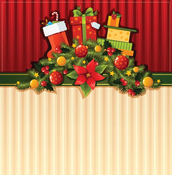Fond de Noël avec cadeaux — Image vectorielle
