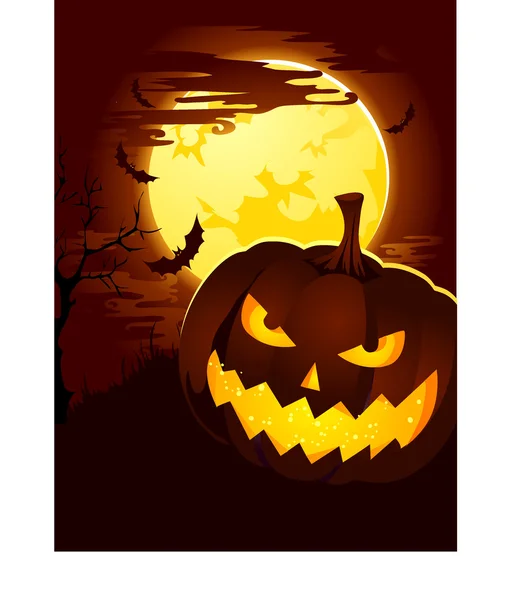 Sfondo inquietante Halloween con zucca — Vettoriale Stock
