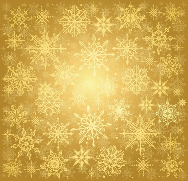 Fondo dorado con nieve — Vector de stock