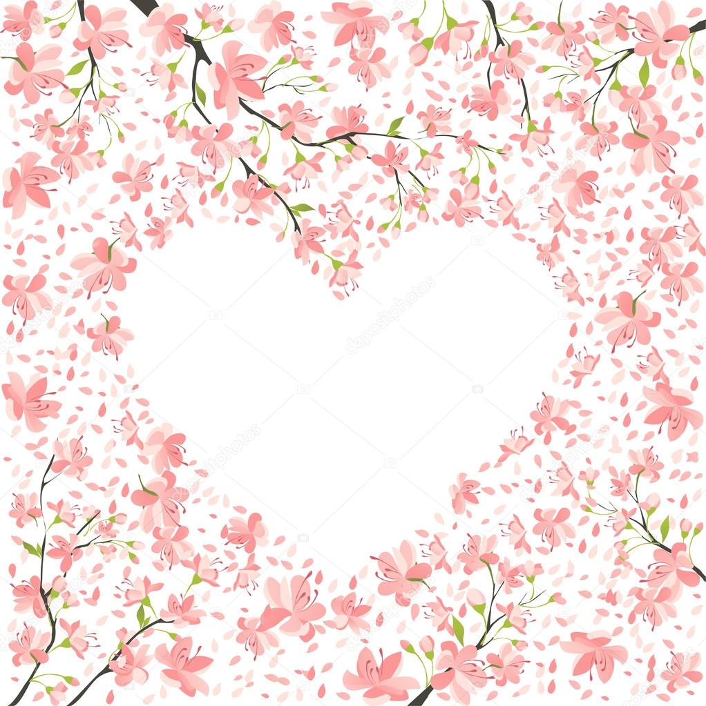 Romantic frame from cherry blossom