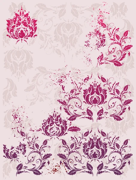 Grungy pink baroque design — Stock Vector