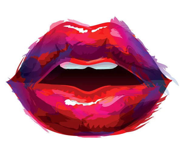 Rode vrouwelijke lippen — Stockvector