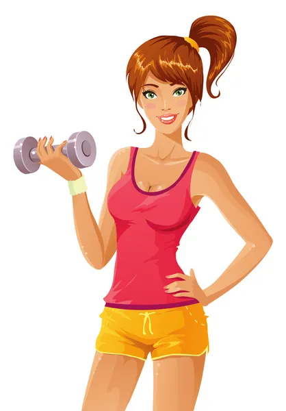 Girl   with dumb-bell — Stock Vector