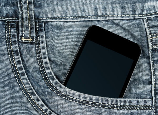Smartphone in your pocket gray jeans