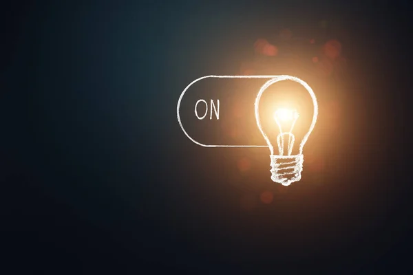 Idea Concept Turn Light Bulb Switch Idea Innovation Brainstorm Symbol — Stockfoto