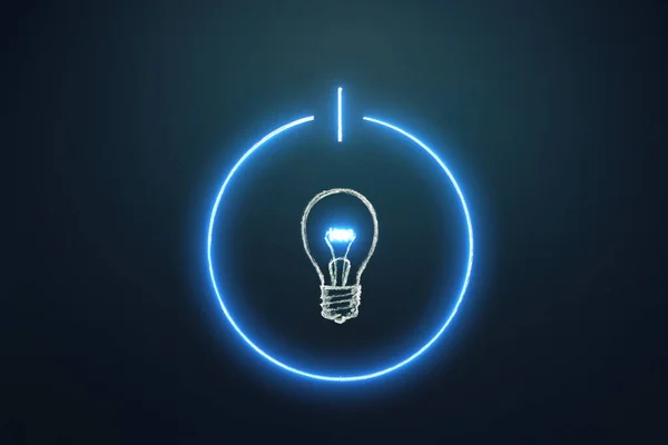 Idea Concept Turn Light Bulb Switch Idea Neon Light Innovation — Zdjęcie stockowe