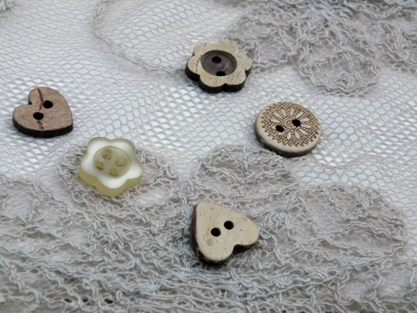 Vintage Buttons and Lace — Stock Photo, Image