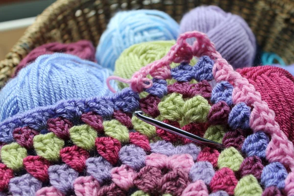 Basket of crochet — Stock Photo, Image